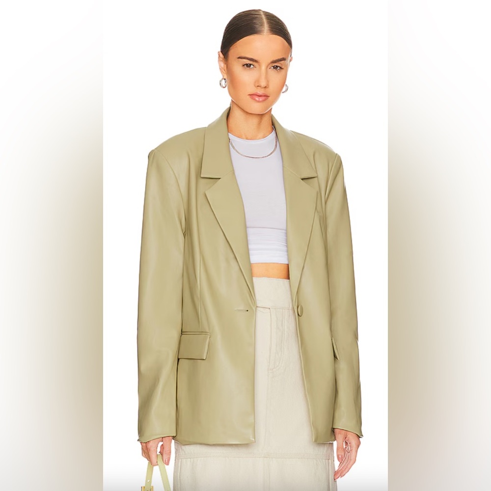 WeWoreWhat - Buttery Vegan Leather Blazer in Oat - Size S